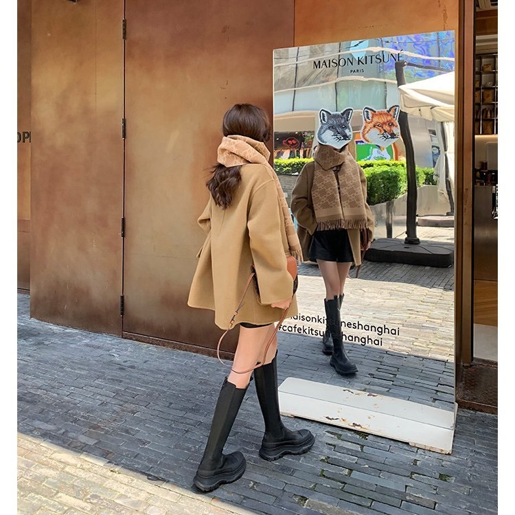 小柄な方の身長を伸ばすための厚底の女性用本革スリムトールナイトブーツの牛革バージョン膝丈ブーツ