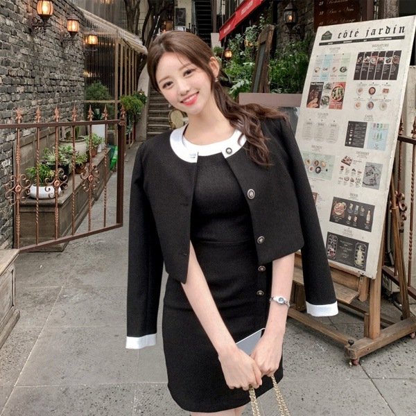 半袖ツイードミニワンピース op13675