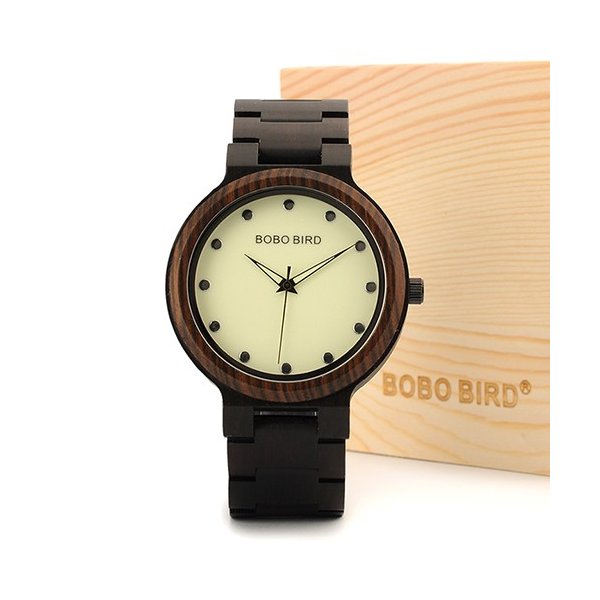 BOBO BIRD PO4軽量木製時計ユニークなルミナスダイヤルメンズ腕時計ルミナスハンドギフトボックス付き Bronze