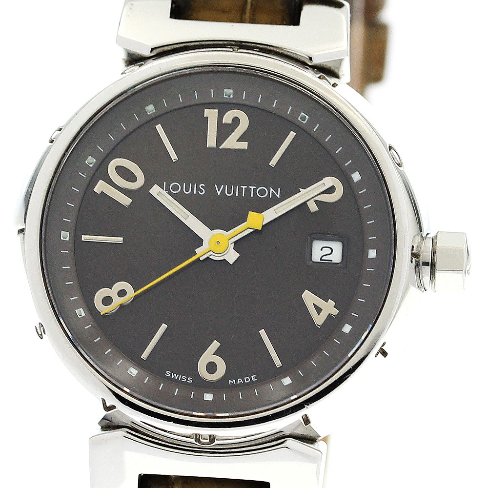 ルイ・ヴィトン LOUIS VUITTON Q1211 タンブール デイト クォーツ レディース 箱・保証書付き_903204【中古】