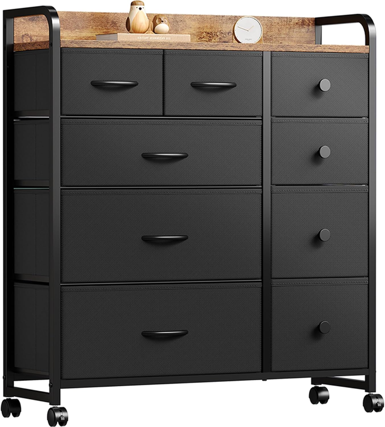 YeTom タンス 収納 チェスト 洋服収納 おしゃれ 洋服タンス キャスター付き 大容量 衣装棚 衣裝ケース リビング 引き出し 脱衣所 棚 衣類チェスト 箪笥 木製天板付き 和風 布製引き出し