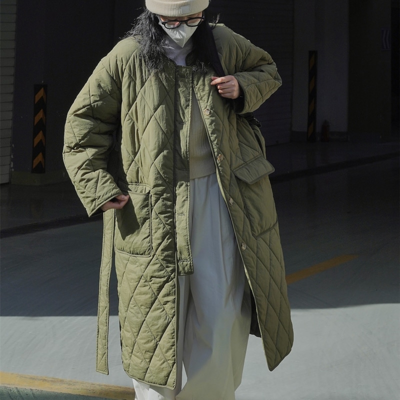 韓国ファッションダウンコート レディース 中綿コート ロング ブルゾン 中綿ジャンパー コート アウター 防寒着人気ボアアウターキルティングアウター
