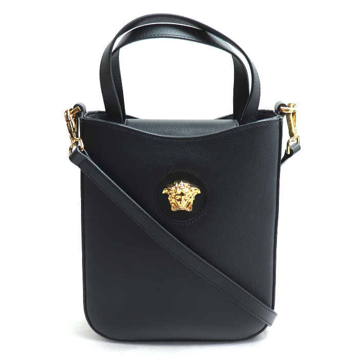 VERSACE ヴェルサーチ メデューサ スクエア ハンドバッグ 2Wayショルダーバッグ ブラック 1011777 ICチップ レディース 中古 美品