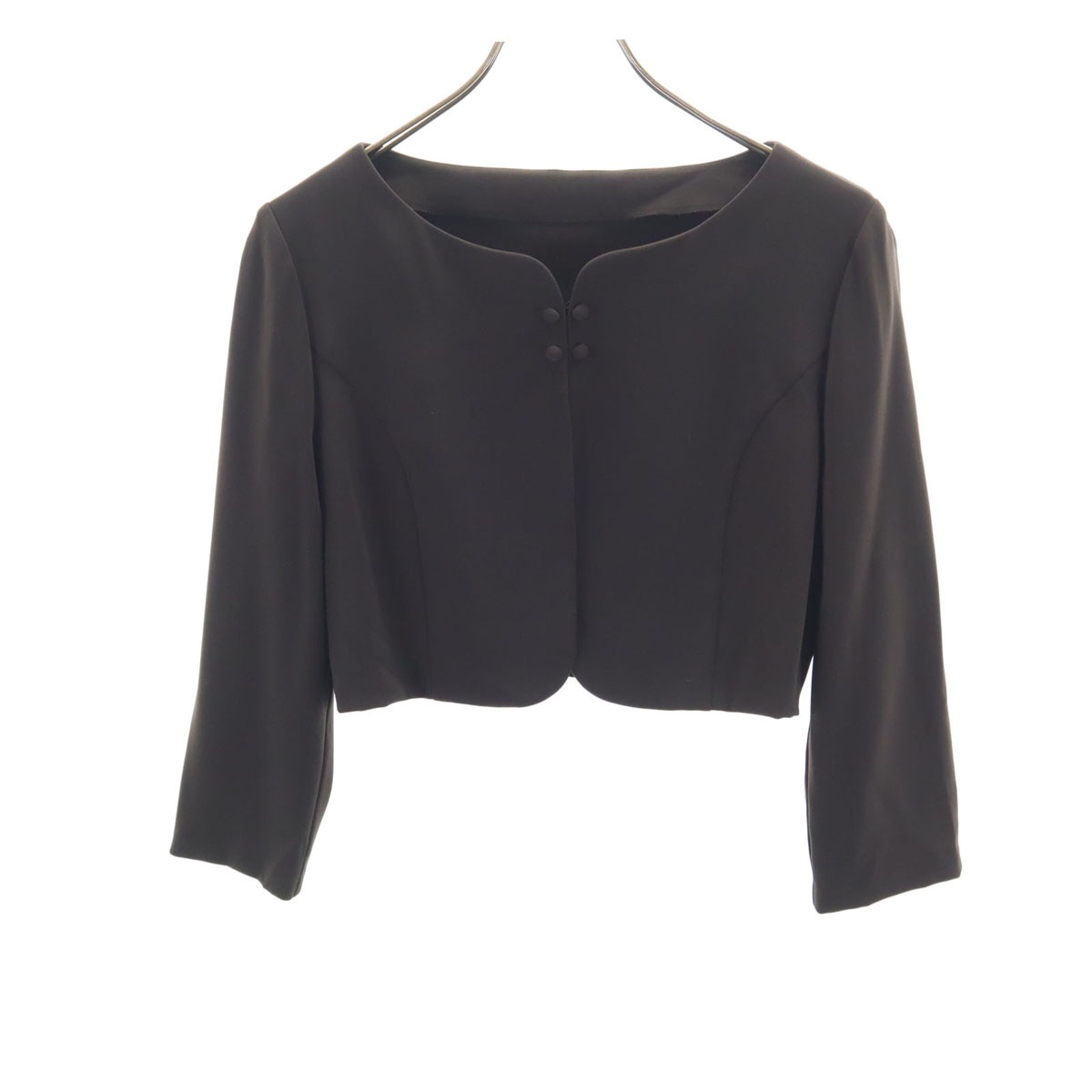 FOXEY NEW YORK フォクシーニューヨーク 日本製 7分袖 ショート丈 カーディガン 40 チャコール レディース 古着