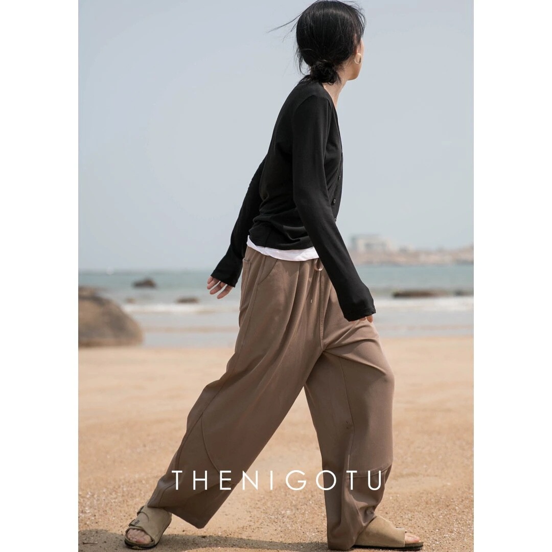 カーブパンツ ボトムス パンツ ロング l ポリエステル かわいい 大人可愛い シンプル カジュアル 大人 おしゃれ お洒落 大人可愛い 大人女子 こなれ感 ラフ メンズライク ボーイッシュ 個