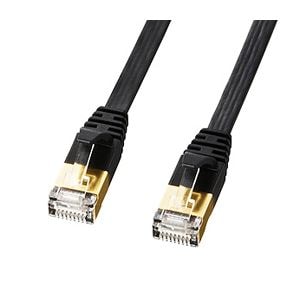 (まとめ)サンワサプライ CAT7ウルトラフラットLANケーブル(0.5mブラック) KB-FLU7-005BK(×3セット)