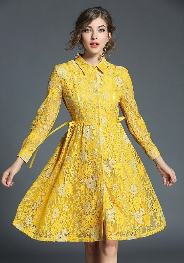 1492.総レースドレスワンピース（アプリコット）結婚式 お呼ばれドレス フォーマルドレス 二次会 ワンピース 披露宴 2019 春夏 sale