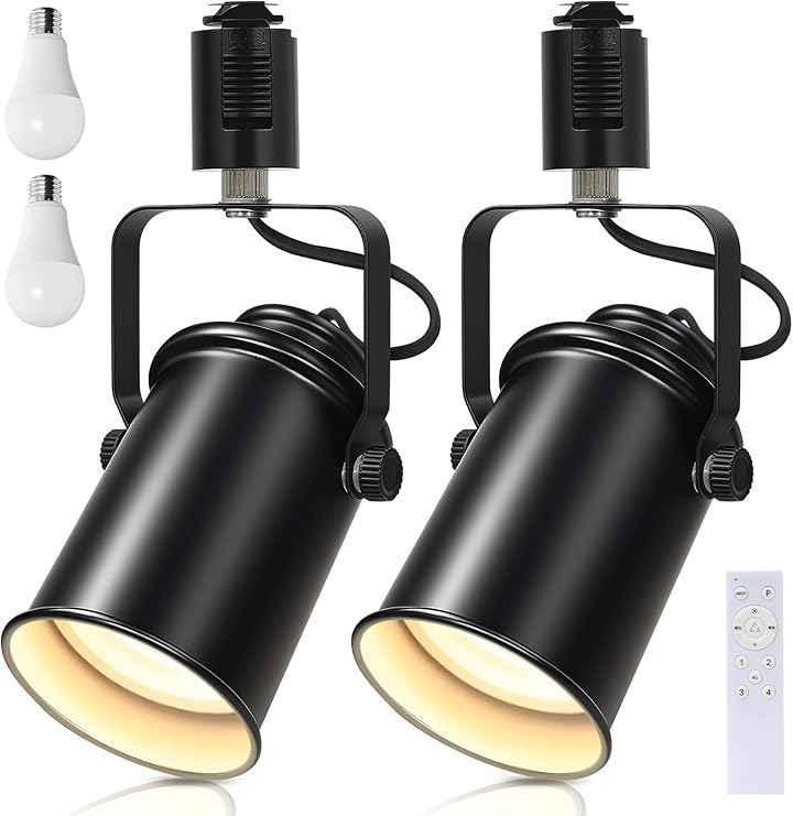 レールライト ダクトレール用スポットライト E26口金 角度調節可能 ロック機構により脱落を防止 簡単なインストール 高級 和風 目に優しい 節電 (ブラック, 2調光電球)