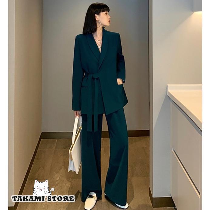 セットアップ パンツスーツ レディース おしゃれ ストライプ きれいめ カジュアル スーツ パンツ ハイウエスト 黒 大きいサイズ 3L 4L 5L 6L