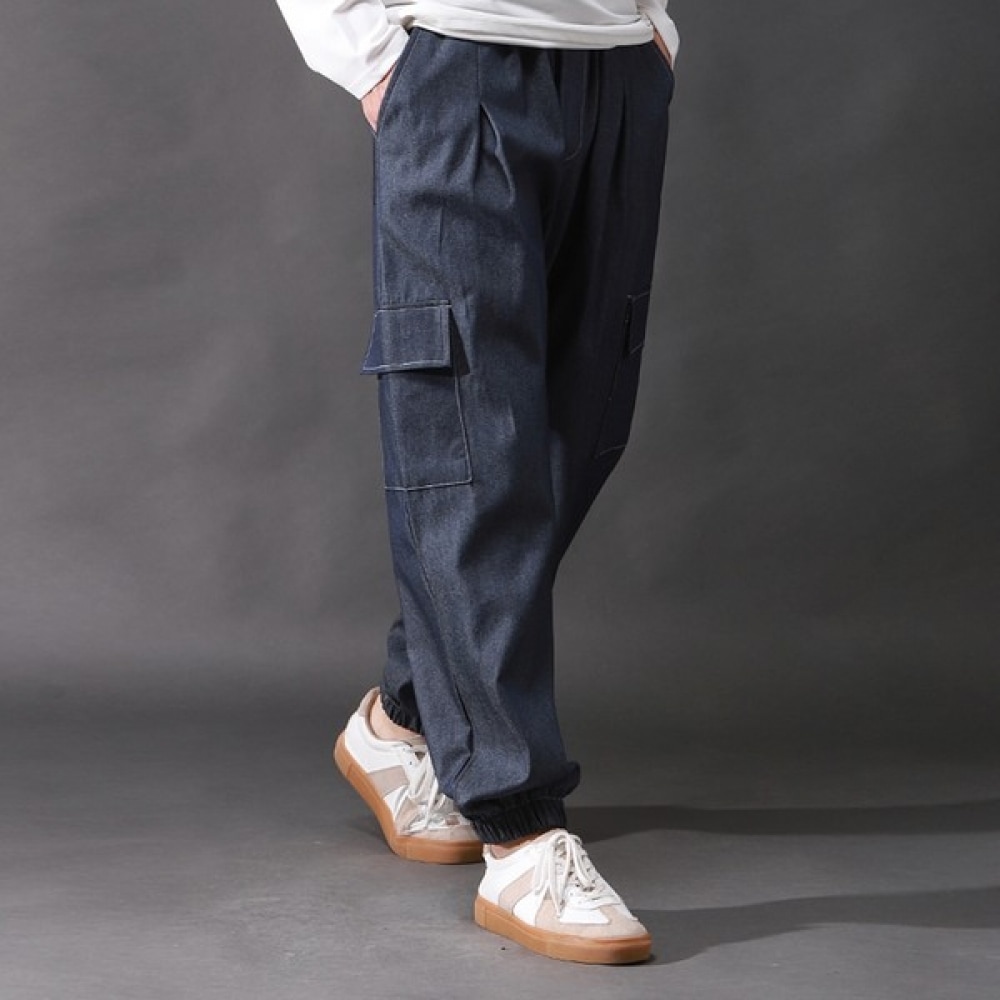 (Juans) デニムワンタックワイドカーゴジョガーバンディングパンツ ECCP0323