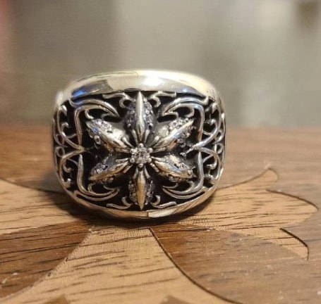 ハートタイドブランドリングCHシックスポインテッドスターシックメンズパンクビッグリング