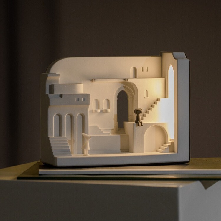 モニュメントバレーセメントスタンド欧風建築ベッドサイド壁際雰囲気灯プレゼント小夜灯