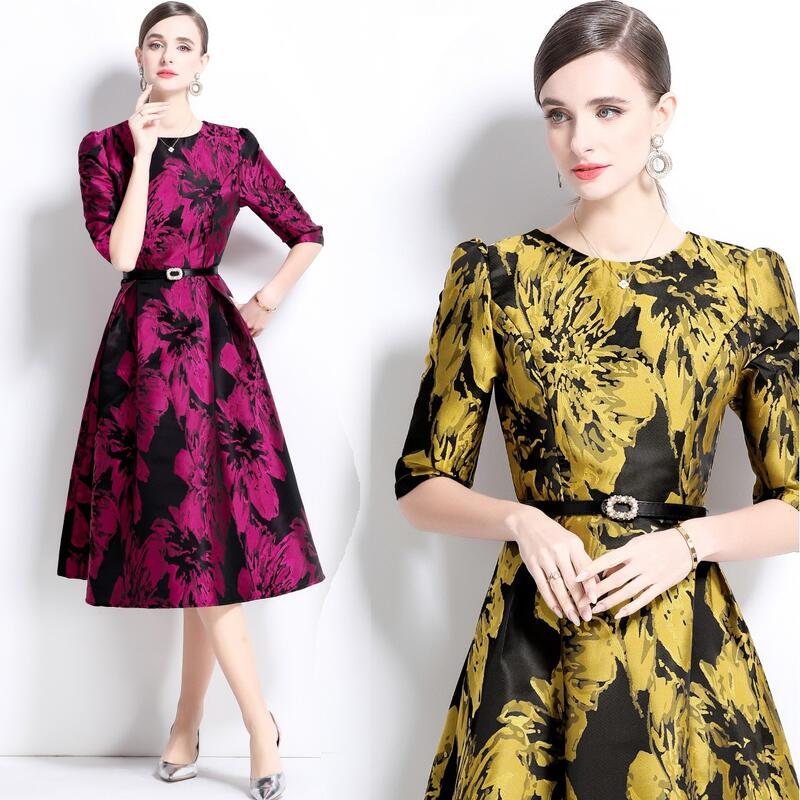 高評価多数S～3L2色パーティー ドレス ひざ下丈 ロングドレス ワンピース ワンピ パーティードレス パーティーワンピ 結婚式 二次会 大きいサイズクラシック系 大人優雅印象 上品感 ジャガ 5,415円