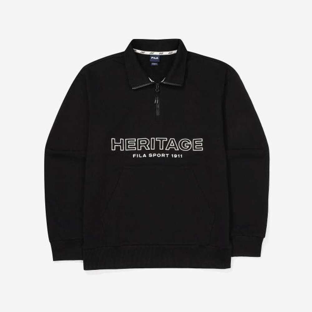 FILA ビッグロゴ コットン混合 半ジップ トレーナー