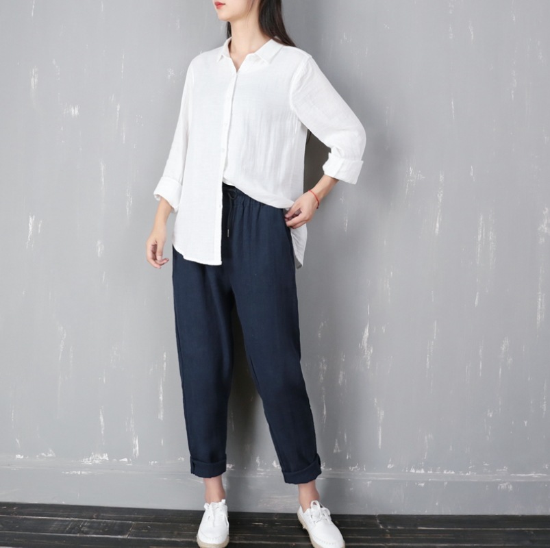 トップス シンプル シャツ 長袖 襟付き ボタン 前開き 通気性 きれいめ カジュアル おしゃれ お洒落 かっこいい レトロ 女子 こなれ感 ラフ メンズライク マニッシュ 抜け感 無地 春