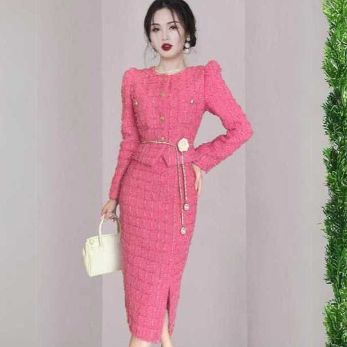 きれいめ レディースファッション ツィード セットアップ レディース S M L XL