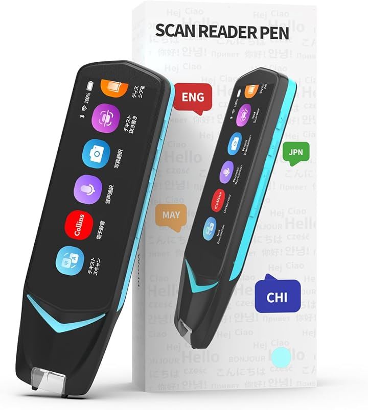 ペン型スキャナー 翻訳機 電子辞書 音声翻訳 写真翻訳 112言語対応 左利き対応 OCR 双方向音声通訳機 ボイスレコーダー テキスト抜き書き ディスレクシア補助(AS1505)