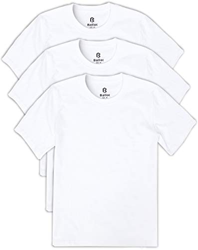 [BALLOT] Tシャツ メンズ 無地 半袖 肉厚生地 ヘビーウェイト 綿100％ 3枚組 (L, ホワイト)