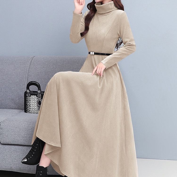 ワンピース ニット ロングスカート ニットスカート ロング ロング丈 袖あり 長袖 タートルネック ハイネック 襟付き フレア ストレート かわいい きれいめ シンプル 大人 上品 おしゃれ お洒落 5,424円