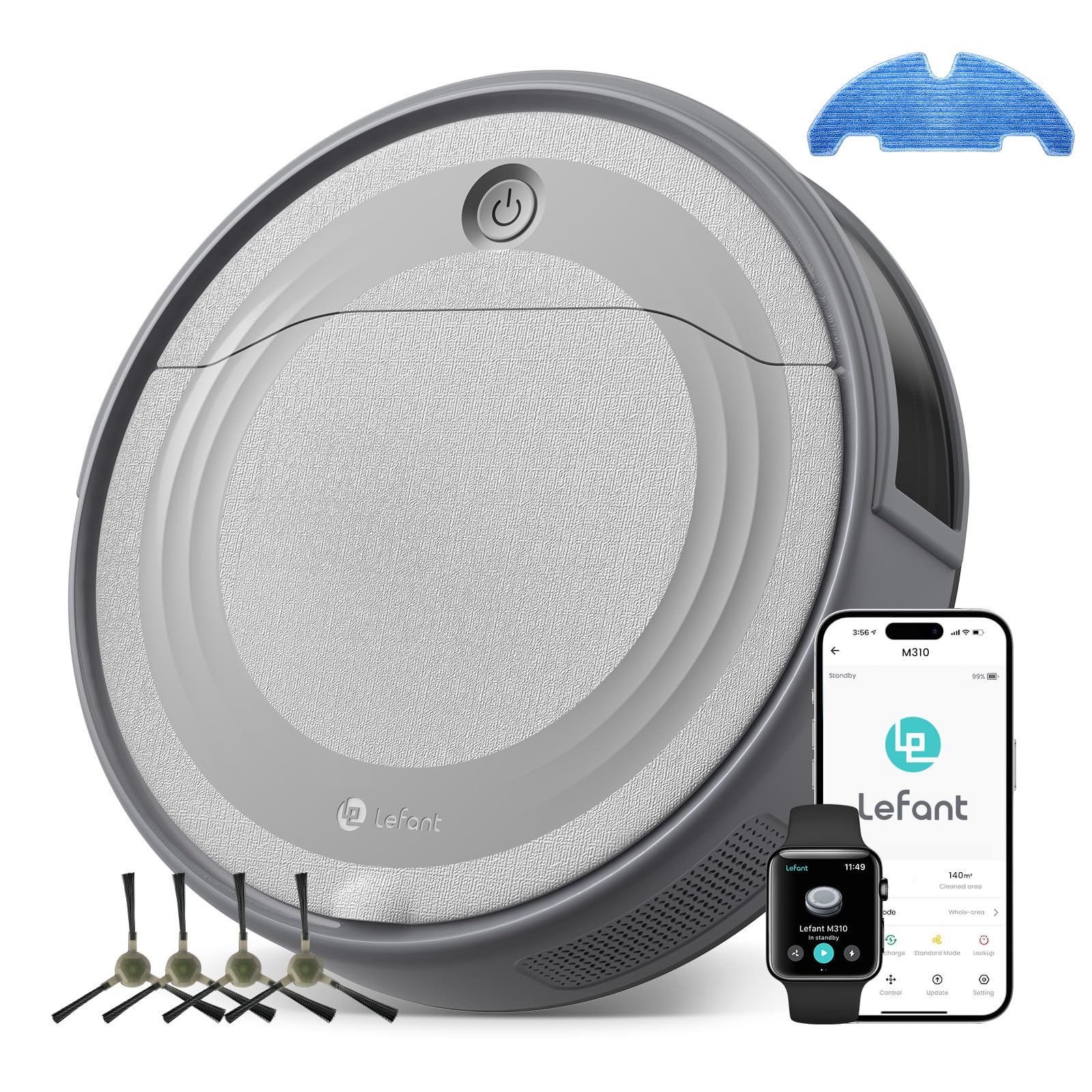 【2025最新 超薄型】Lefant M310 ロボット掃除機 水拭き両用 4500Pa強力吸引 180分間の連続稼働 お掃除ロボット ブラシレス吸引口 毛絡まない 自動充電 多種掃除モード 予約清掃