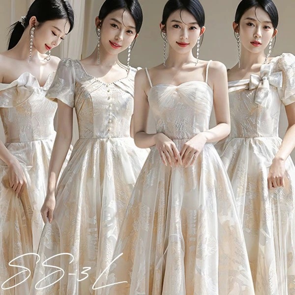 ブライズメイド ドレス ロング丈 サテンドレス 袖付き 二次会 大きいサイズ 結婚式 体型カバー 半袖 フリル オフショルダー 謝恩会 二次会 卒業式 花嫁 ピアノ 発表会 ドレス 演奏会 20代 3 8,838円