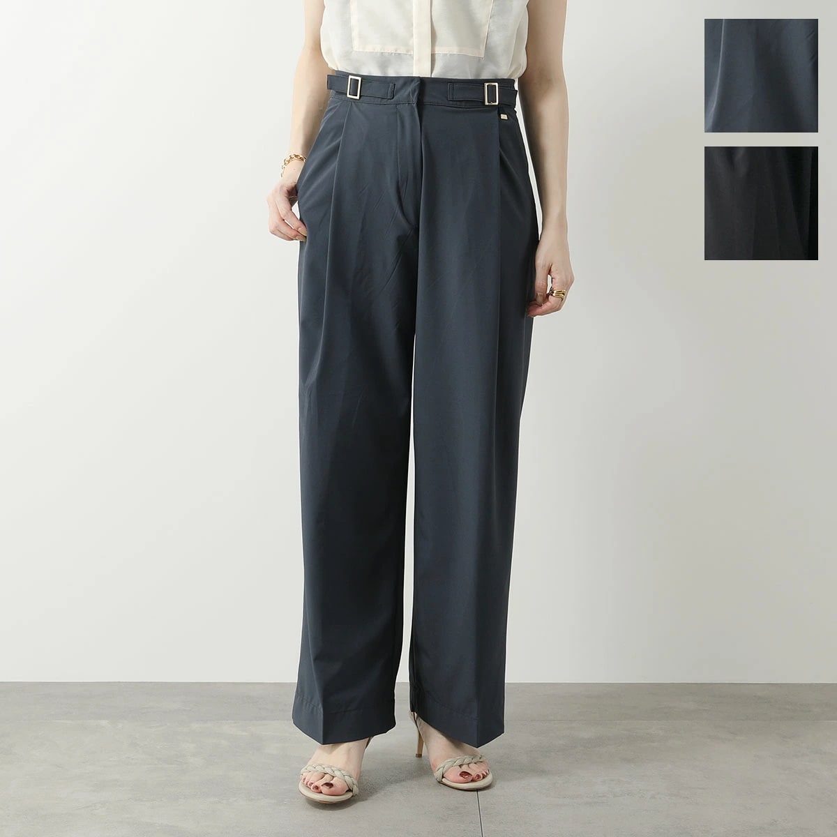 HERNO ヘルノ ワイドパンツ PT000039D 12609 レディース ストレッチ タック入り ストレート 形状記憶 カラー2色 PT000039D126099300