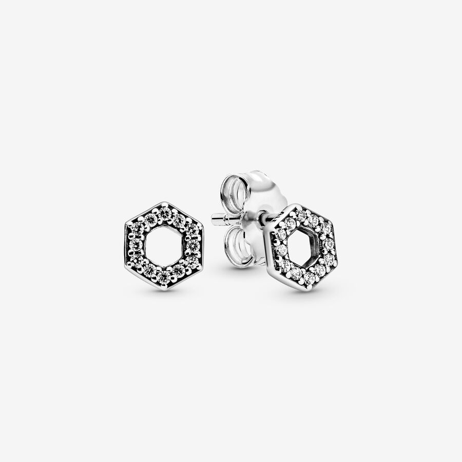 パンドラShining hexagonal honeycomb earrings 298800C01