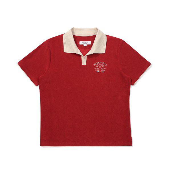 [マルボン公式] 女性配色オープンカラーTシャツ RED (WOMAN)