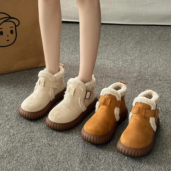 ムートンブーツ レディース シューズ 歩きやすい 防滑 防水 ショートブーツ スノーブーツ 厚底 裏ボア 裏起毛 痛くない 疲れない 美脚 秋 冬 靴 ボアブーツ 大きいサイズ 保暖 防寒 お洒落 女