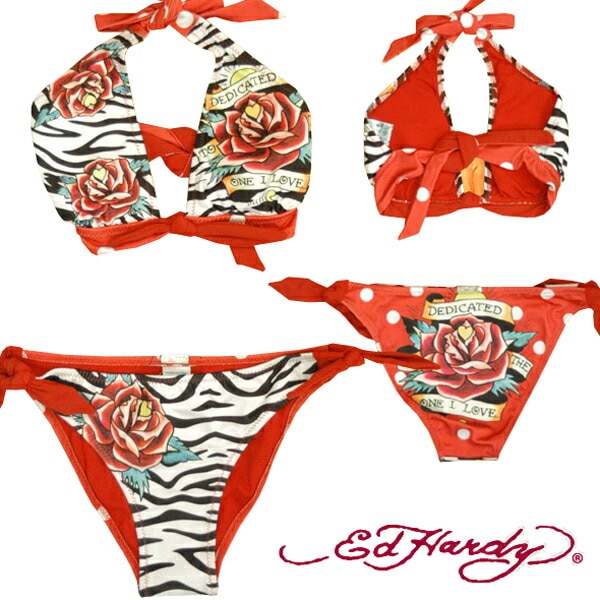 再入荷なしレア商品 エドハーディー レディーズ 水着 タンキニ ビキニ セット DEDICATED レッド エドハーディー 正規 インポート セレブ ファッション ブランド セレカジ ストリート