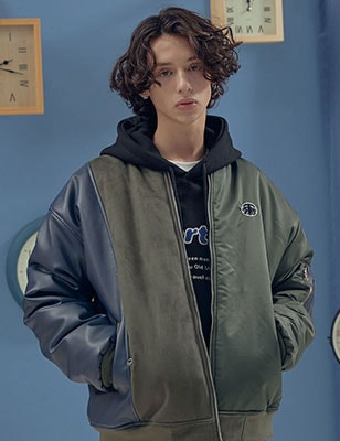 [LIBERTENG]韓国ファッション/複数のミックス航空ジャンパーカーキ/ユニセックス/ ペアルック/