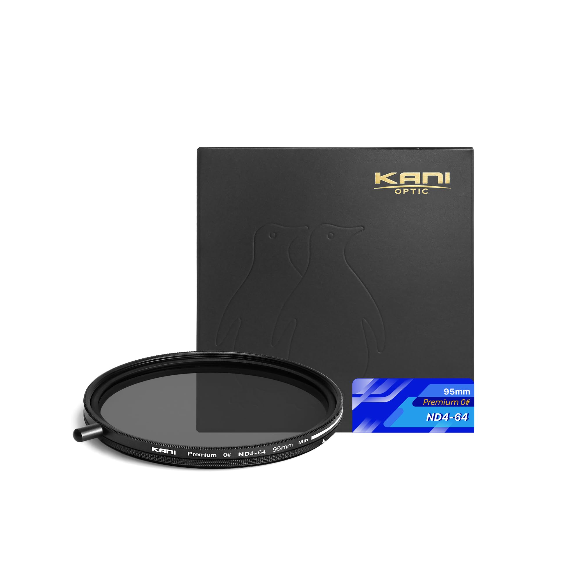 KANI 95mm 可変NDフィルター ZeroSharpシリーズ Premium ND4-64 減光効果2～6絞り分 色再現性改善 着脱式調整用ノブ付 高濃度時X状ムラ抑制 低反射 撥水 撥油 防汚