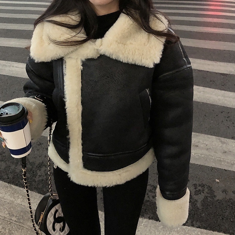 レザージャケット アウター ジャケット 長袖 もこもこ モコモコ ふわふわ ファー フェイクファー
