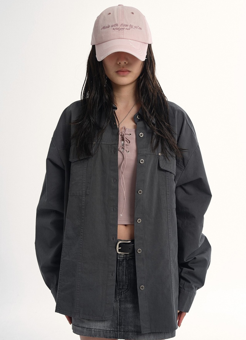 【AS"ON】 URBAN COTTON SHIRT / CHARCOAL 正規品