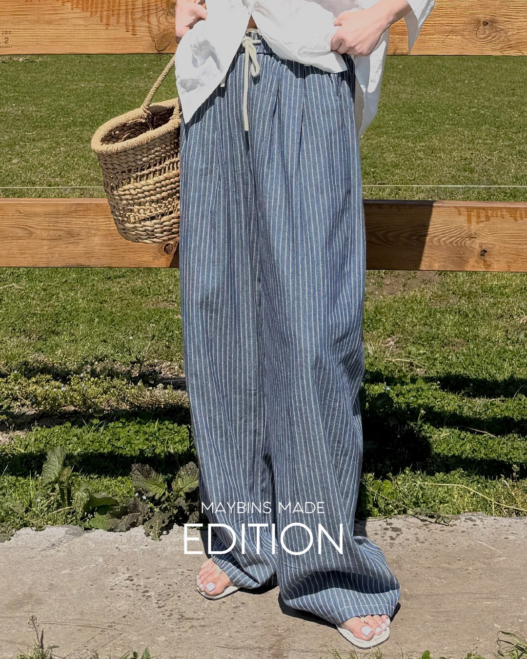 [MADE] ケンストライプバンディングパンツ韓国ファッション レディース