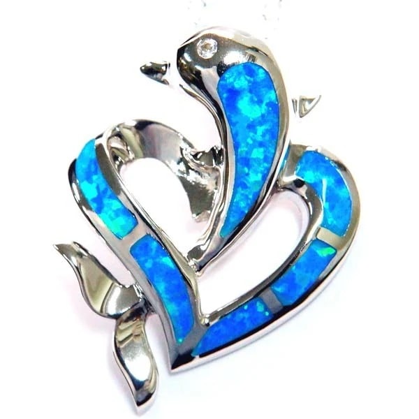 ハワイアンジュエリー ペンダント ネックレス ドルフィン イルカ ハート オパール レディース シルバー925 8,603円