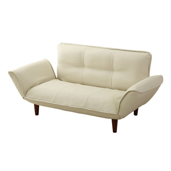 ホームテイスト SH-07-RGN コンパクトカウチソファ Rugano-ルガーノ- (ポケットコイル リクライニング レザー風 日本製) アイボリー メーカー直送