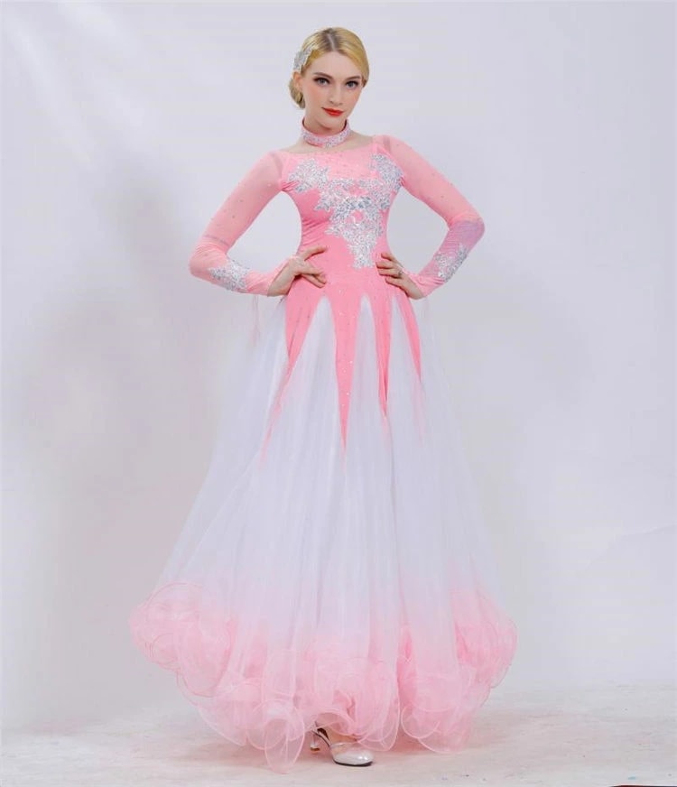 社交ダンス 社交専門服 ドレス 衣装 おしゃれ 5色選択可 ワンピース ワルツ チャチャ 舞台 ステージ 衣装 練習着 競技用 パーティードレス ロング Aライン チュール ラテンダンス お呼ばれ キ