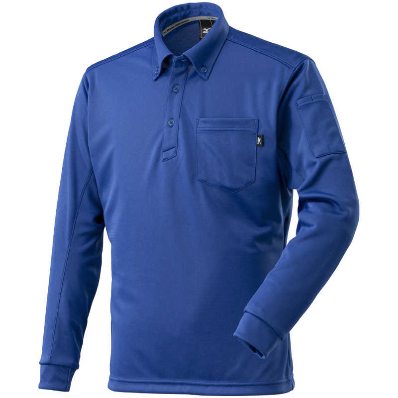 ミズノ　ワークボタンダウンポロシャツ(長袖)［ユニセックス］ 3XL-8 25：ブルー　F2JA118125