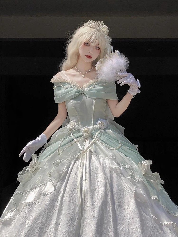 バラの礼遇ロリータのタキシードの若草色は王女のスカートの学生の日の成人の贈り物の芸考の声楽の司会を逃げます