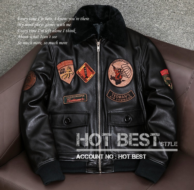 カウハイド 復刻20s USAF TYPE A-1 刺繍 ムートン 中綿 フライトジャケット ボマー ボンバー コサック オイルレザー クロム鞣し