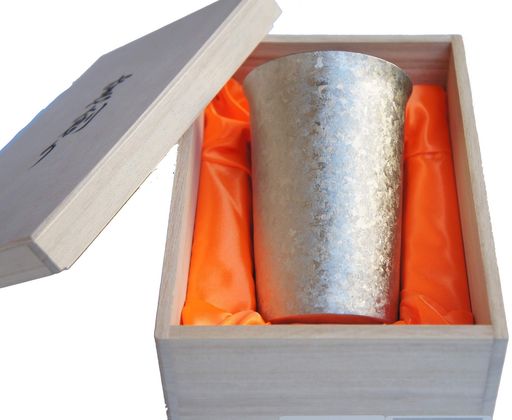 HORIE(ホリエ) 燕三条 チタン2重タンブラー 窯創り 広口 300CC シルバー 日本製 保温・保冷 桐箱付き T13KMS300