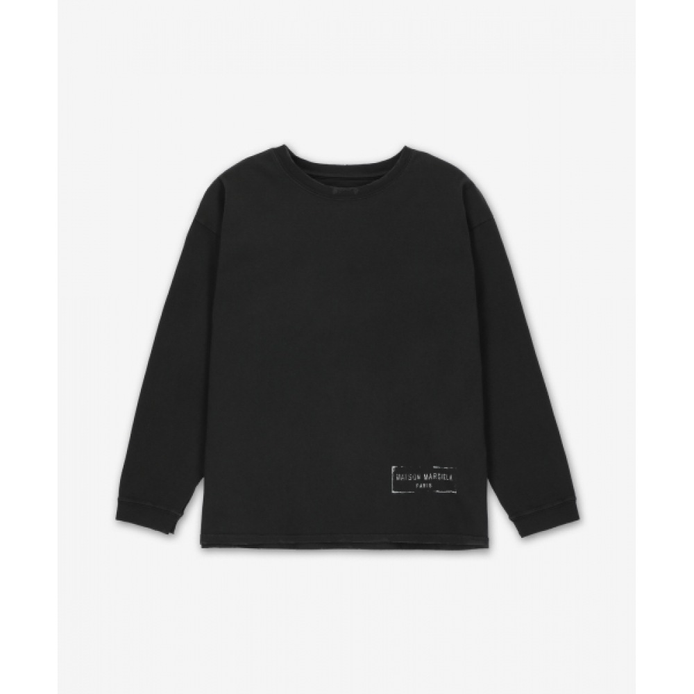MAISON MARGIELA オーバダイ ボックス ロゴ Tシャツ - ウォッシュドブラック / S51GC0535S24567969