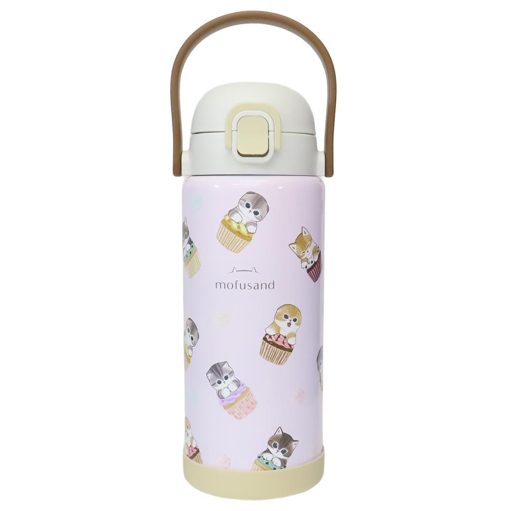 モフサンド 保冷水筒 ステンレスワンプッシュボトル1000ml カップケーキにゃん
