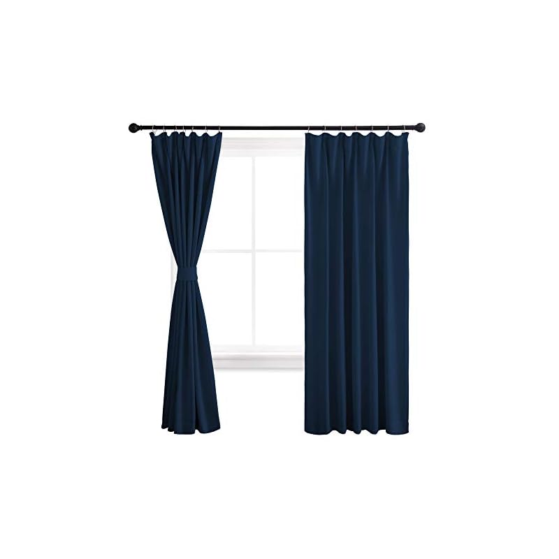 NICETOWN 遮光 カーテン 厚地 1級遮光 断熱 防寒 ネイビー 幅100丈150cm 2枚組 省エネ インテリア ベッドルーム 和室 部屋 寝室 5,350円