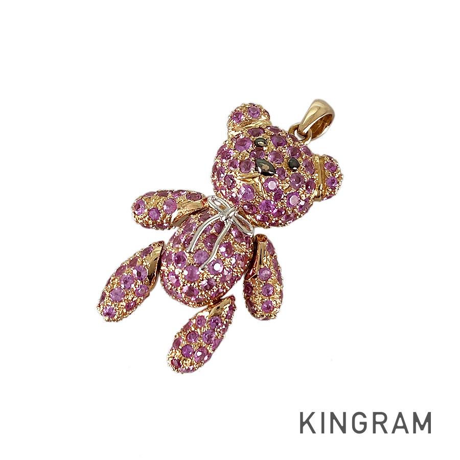 ペンダントトップ K18PG K18WG ピンクサファイア sss【中古】