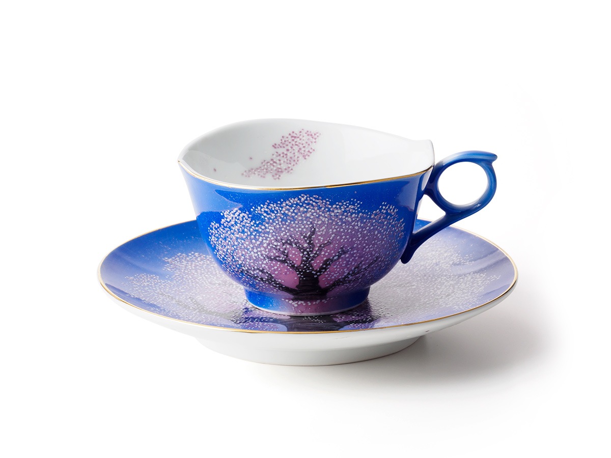 有田焼 金龍窯 中村 一代 夜桜 ティーカップ＆ソーサー/紅茶碗皿 有田焼 金龍窯 中村 一代 夜桜 ティーカップ＆ソーサー/紅茶碗皿
