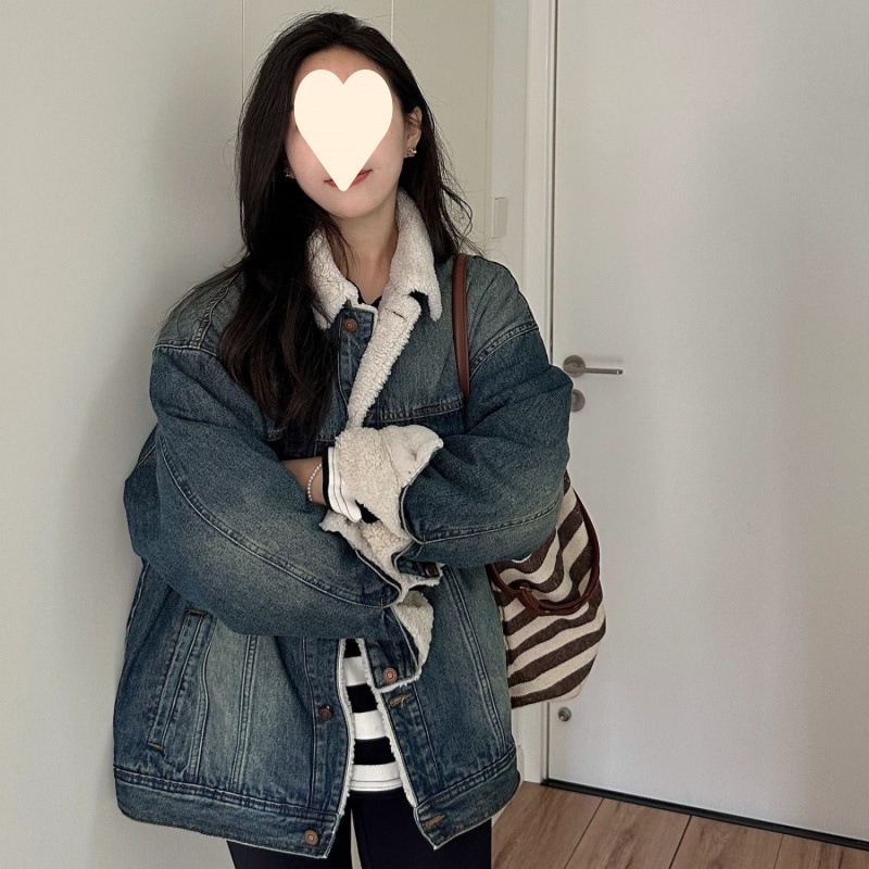 202冬服新型カウボーイコート女加毛羊小毛綿服韓国版ゆるいoversizeレトロジャケット 4,743円