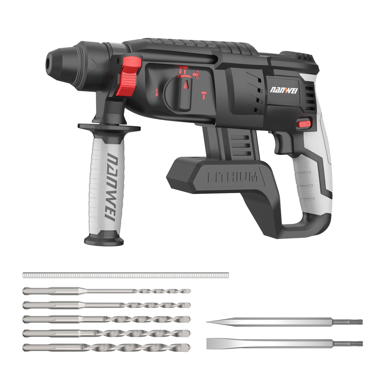 充電式ハンマードリル マキタ18Vバッテリー対応 ブラシレスモーター SDSプラス コードレスハンマードリル 正逆転 無段変速振動ドリル 3モード切替 石材・壁・金属・木材の穴あけ ハツリ（斫り）工事