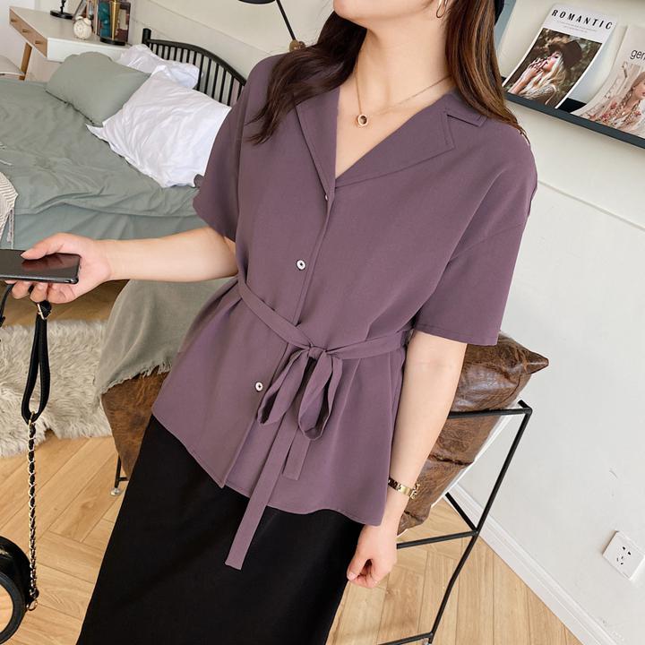 トップス Vネック ウエスト リボン シンプル 上品 通勤 通学 お出掛け 春夏その他アウター